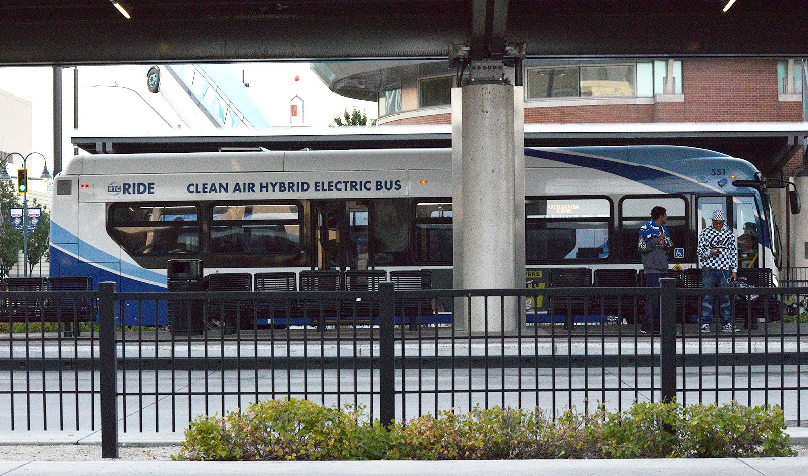 A view of an electric bus